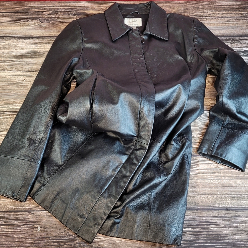 Jacqueline Ferrar 100% lambskin leather jacket coat SZ Medium